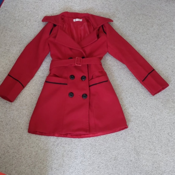 shi long fashion Jackets & Blazers - Red Size XSmall Peacoat